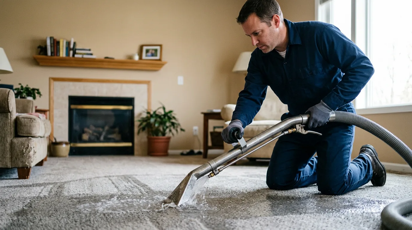 Water damage restoration technician working near Winfall, NC